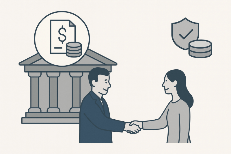 Illustration enttäuschte kunden bei Bank, jedisolution hilft